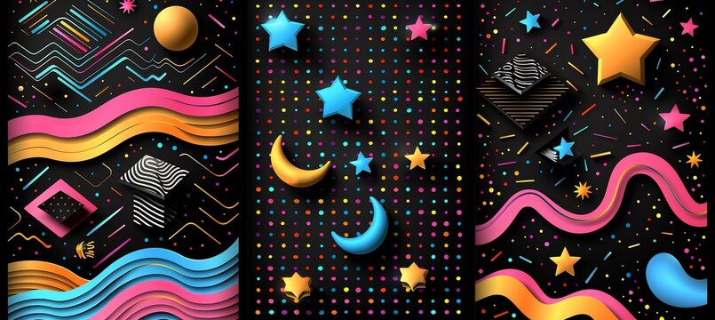 Abstract celebration patterns including stars caps diplomas minimalistic shapes evoking themes of joy success and togetherness with room for customization