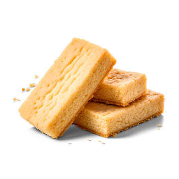 Stacked Shortbread Cookies on White Background