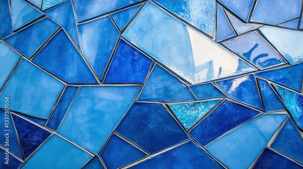 Aufkleber a close-up view of blue geometric shapes interconnected by lines, creating a modern and abstract des