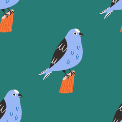 Hand drawn pattern with birds