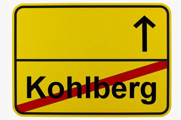 Obraz premium Illustration eines Ortsausgangsschildes von Kohlberg in Baden-Württemberg