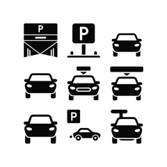 City Icons — Monoline Series Car parking icon set. Vector EPS 10 Road Trip Icons — Monoline Series Set of parking signs. Car parking icons. Road signs, street, vector. Car parking icon