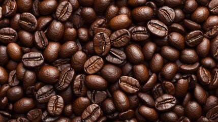 Obraz premium Dark roasted coffee beans, rich texture and deep color, perfect for showcasing coffee culture or gourmet food themes.