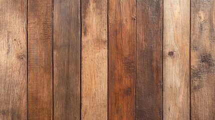 Fototapeta premium Textured wooden planks, warm hues of brown and beige, perfect for background design or rustic-themed projects.
