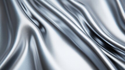 Fototapeta premium Smooth grey fabric draping elegantly, soft satin texture with flowing folds, perfect for fashion or interior design projects.
