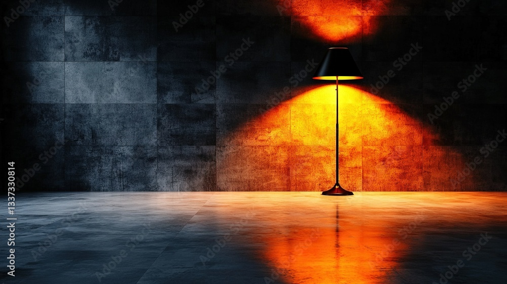 Canvas Prints a lamp with bright light illuminating a dark room from above