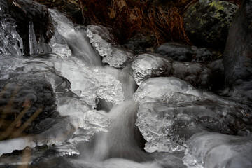  Stirring Mountain Spring: Icy Bobbles, Frozen Wonder, Long Exposure, Night Scene, Snowy Peak,...