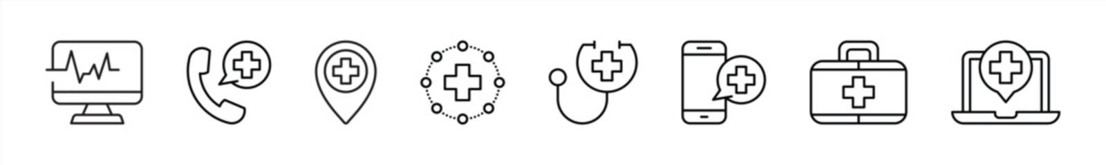 healthcare thin line icon. contain digital healthcare, cardiogram, medicine, online, emergency, checkup, doctor icon collections. vector illustration
