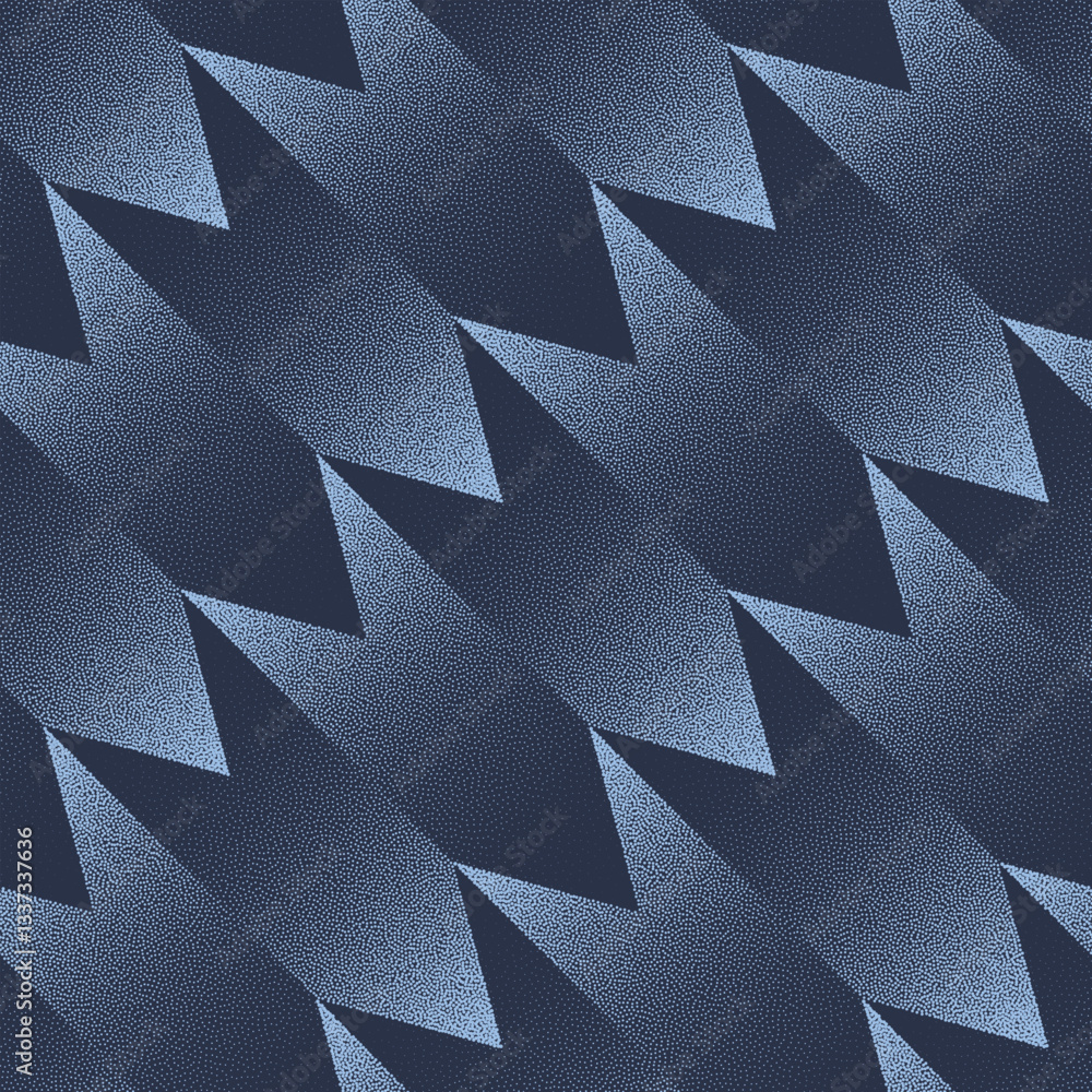 Poster blue chevron dynamic seamless pattern trend dot work abstract vector background. retro styled mottle
