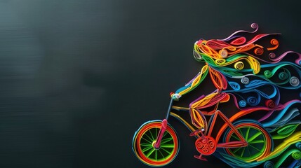 Colorful Paper Art of a Cyclist