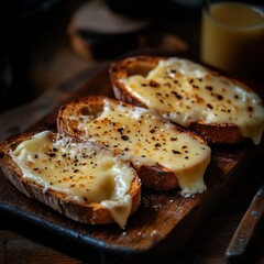 Melted cheese on toasted bread slices (1)