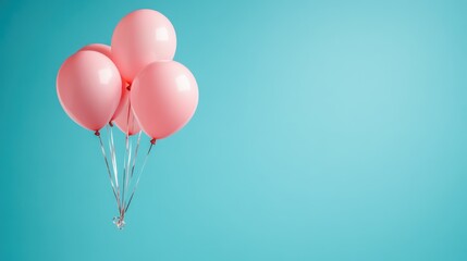 A vibrant group of pink balloons stands out vividly against a solid blue background, presenting an image of celebration, joy, and a light-hearted festive atmosphere.