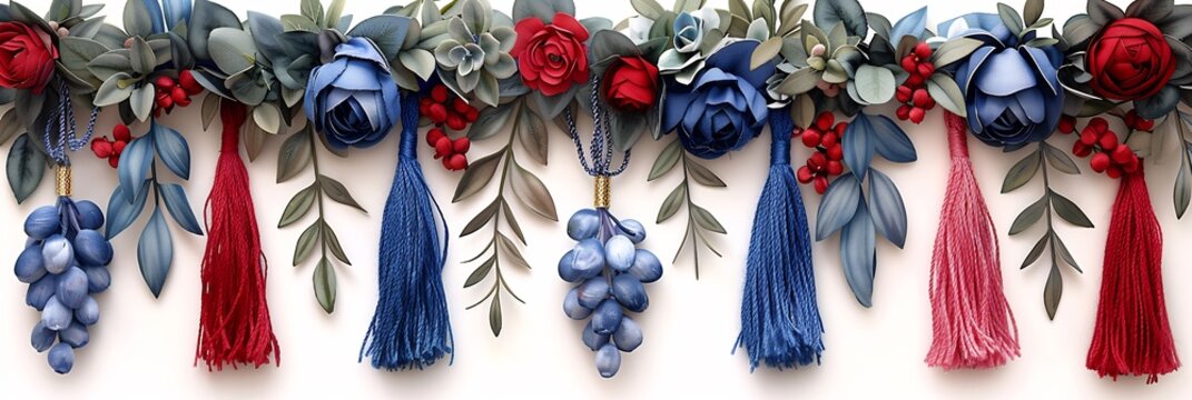 Tassels stream gracefully a graduation cap their flowing shapes capturing progress and joy leaving open spaces for adaptable design themes