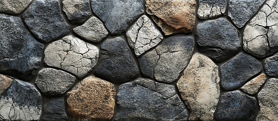 Fototapeta premium Stone wall texture, various colors and shapes
