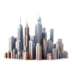 Fototapeta premium Modern City Skyline 3D Vector Illustration