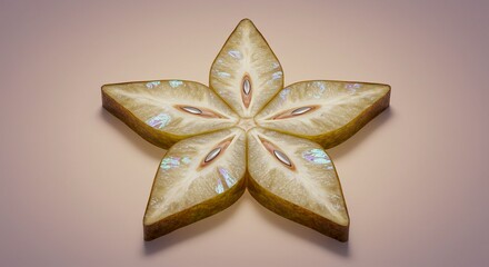 Starfruit Slices Abstract Food Art Tropical Fruit Pattern