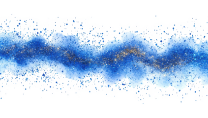 Blue smoke with glitter and small particles on PNG