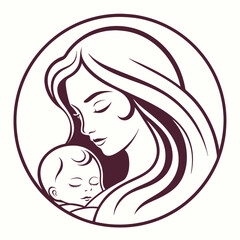 Simple, heart-shaped silhouette of a mother and child, conveying love and affection.