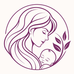 Simple, heart-shaped silhouette of a mother and child, conveying love and affection.