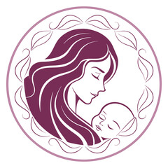 Simple, heart-shaped silhouette of a mother and child, conveying love and affection.