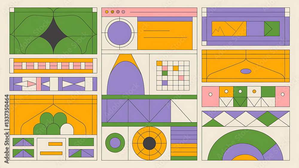 Poster abstract geometric web design: a vibrant display of abstract web design elements, featuring geometri