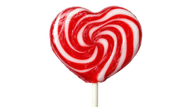 Heart-shaped lollipop isolated on white background