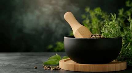 ayurvedic healing space, ayurvedic medicinal elements in a peaceful kitchen environment, adorned with therapeutic herbs and cozy natural decor