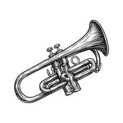 Naklejka premium Vintage Engraving of a Classic Trumpet in Detailed Artwork Design