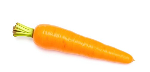 Single vibrant orange carrot isolated on pure white background, isolated, produce