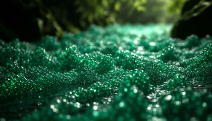 Vibrant Green Stream Reflecting in Lush Forest