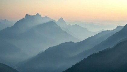 Fototapeta premium Serene Mountain Range Bathed in Morning Light