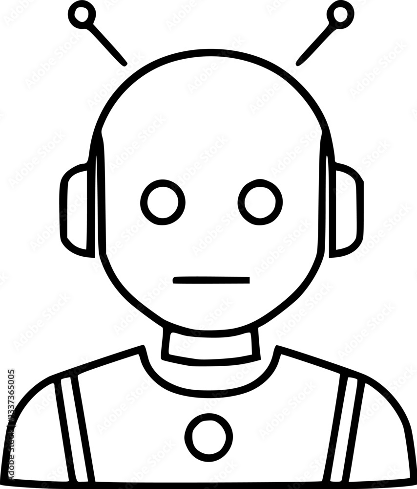 Poster outline of a digital assistant chatbot minimal ai technology vector illustration.