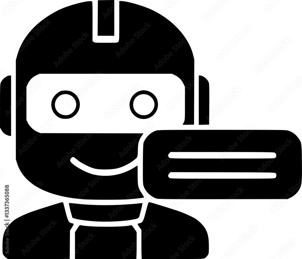 Poster outline of a digital assistant chatbot minimal ai technology vector illustration.