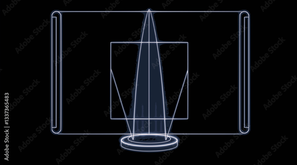 Poster outline of a hologram projection minimal futuristic display technology vector illustration.