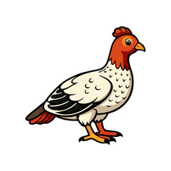 Fototapeta premium A colorful illustration of a pigeon with detailed features and bold colors, in a simple pose against a solid backdrop.