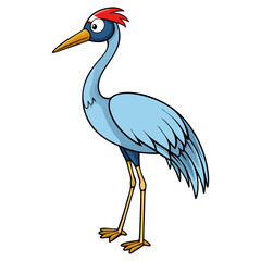 Obraz premium a whimsical illustration of a crane bird with elegant posture and vibrant colors. The bird's striking features and stylized design make it an appealing subject