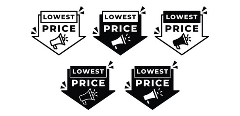 Lowest Price Megaphone Arrow Down Symbol Icons Black and White Color Vector Design