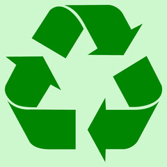 Icono simbolo de reciclaje verde aislado sobre fondo claro 
