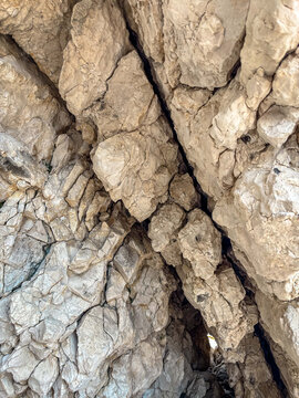 Natural rocky surface with intricate patterns and textures in beige tones, beauty of geological formations