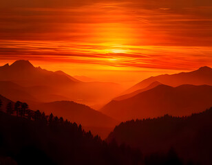Obraz premium Gentle sunset in the mountains.