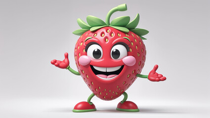 Fototapeta premium sticker cute happy cartoon strawberry