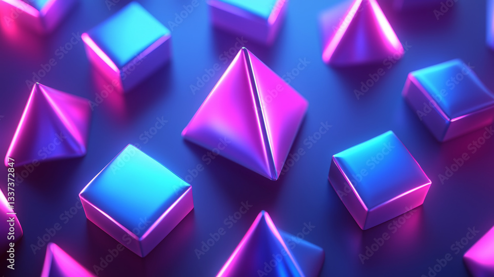 Aufkleber radiant holographic abstract background with geometric shapes in neon colors creating futuristic vib