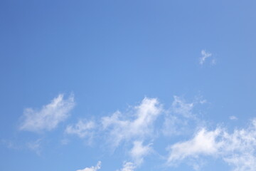 blue sky with white fluffy clouds.