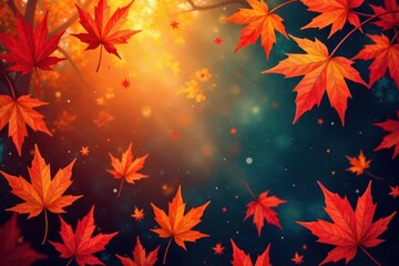Swirling, abstract leaves in warm autumnal hues , leaves, autumn background abstract, abstract leaves background