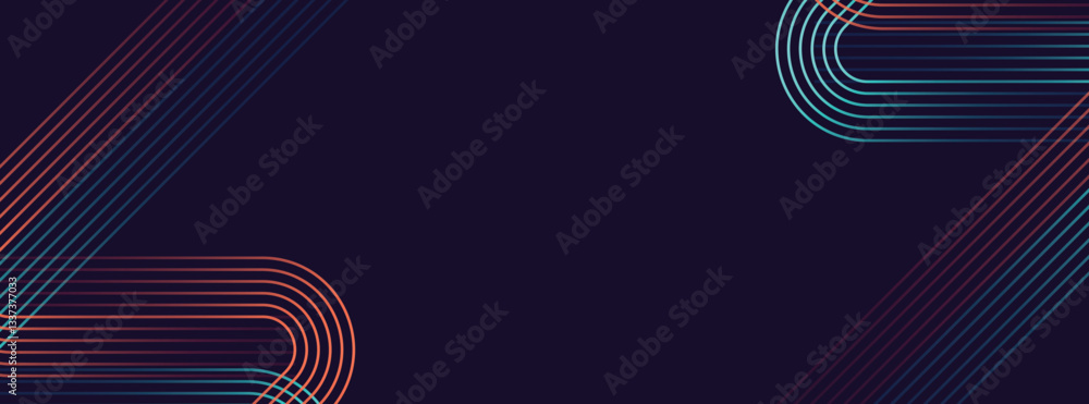 Poster dark abstract futuristic technology background with neon line curves with copy space