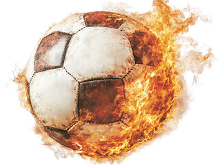 A Soccer Ball On Fire With Transparent Background