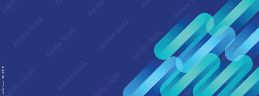 Aufkleber blue abstract background with diagonal gradient transparent rounded stripes with copy space