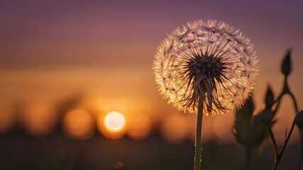 Dandelion at Sunset: A Delicate Beauty