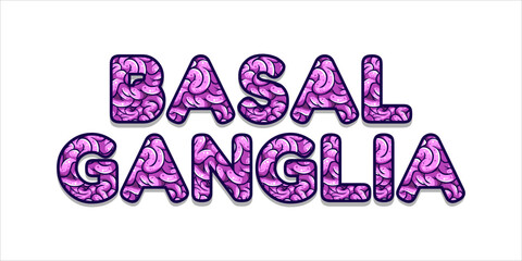 basal ganglia word typography poster. Editing manipulation of words for postcard, poster design, art for advertising or design elements. vector style typography illustration