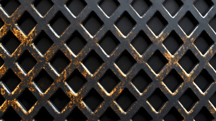 A minimalist iron grid texture with geometric precision and soft metallic gradients. Soft Lattices. Illustration